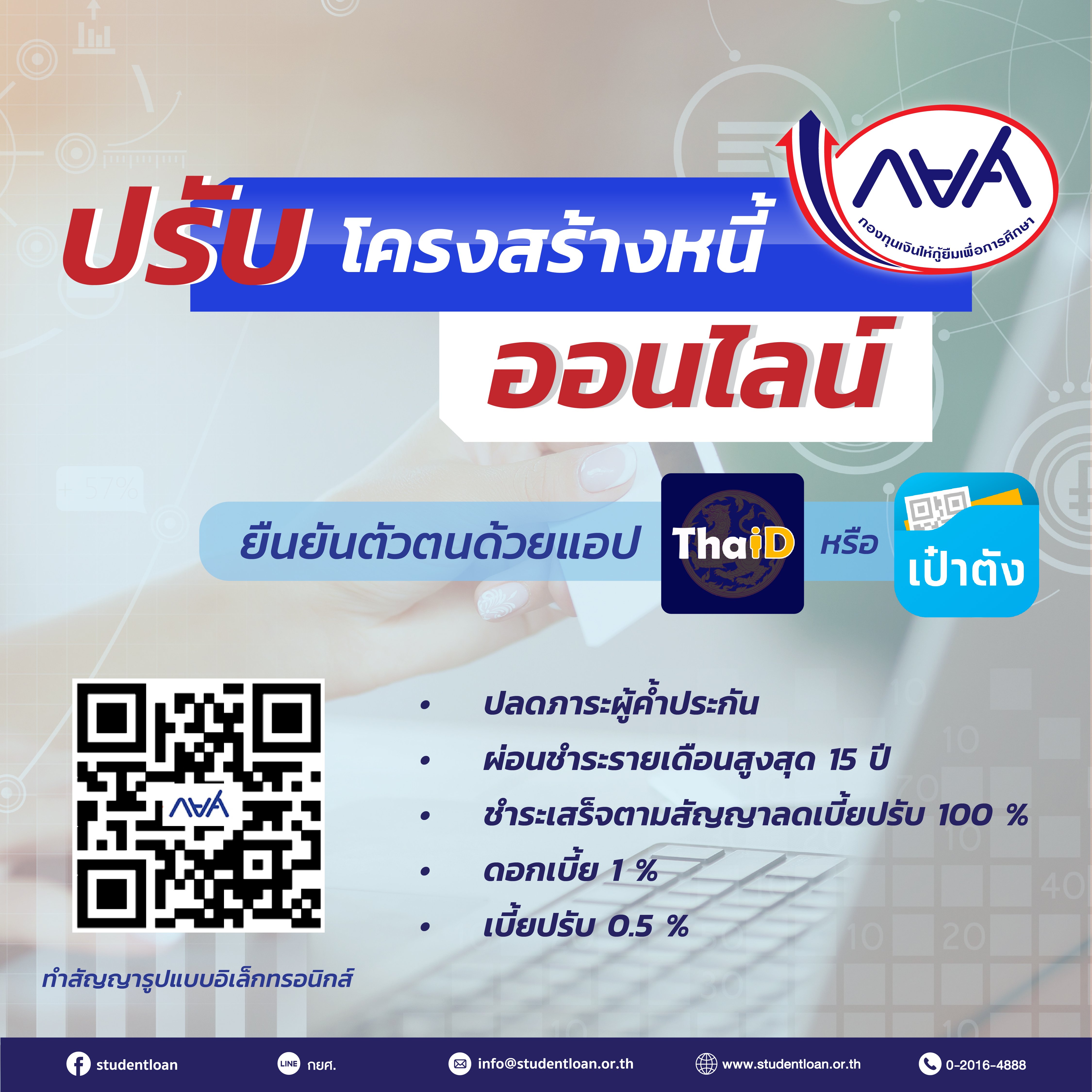 กยศ. เพิ่มช่องทางยืนยันตัวตนทำสัญญาปรับโครงสร้างหนี้ออนไลน์ผ่านแอป “เป๋าตัง”