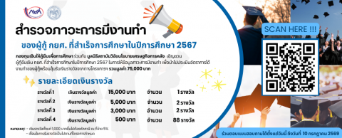  เชิญชวนผู้กู้ยืมเงินกองทุน ที่สำเร็จการศึกษาในปีการศึกษา 2567 ตอบแบบสอบถามภาวะการมีงานทำ
