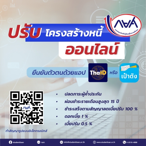 กยศ. เพิ่มช่องทางยืนยันตัวตนทำสัญญาปรับโครงสร้างหนี้ออนไลน์ผ่านแอป “เป๋าตัง”